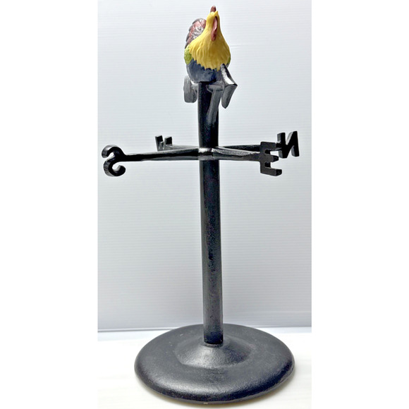 Vintage Susan Winget Cast Iron Rooster Weathervane Tabletop Farmhouse Chic - Picture 4 of 13